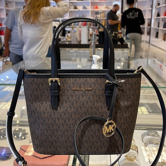 MICHAEL KORS 
Jet Set Travel Extra-Small Logo Top-Zip Tote Bag
BROWN/Back 
NWT - Picture 15 of 16